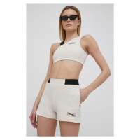 Kraťasy Ellesse dámské, béžová barva, hladké, medium waist