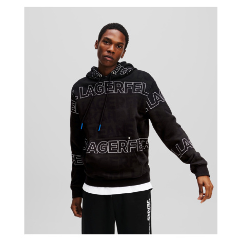 Mikina karl lagerfeld jeans klj regular aop text hoodie klj logo black-white aop