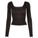 Ladies Rib Squared Neckline Longsleeve - black