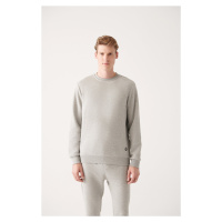 Avva Gray Unisex Sweatshirt Crew Neck Fleece 3 Thread Cotton Regular Fit