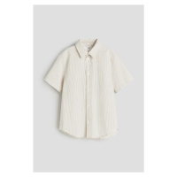 H & M - Bavlněná košile's krátkým rukávem - béžová