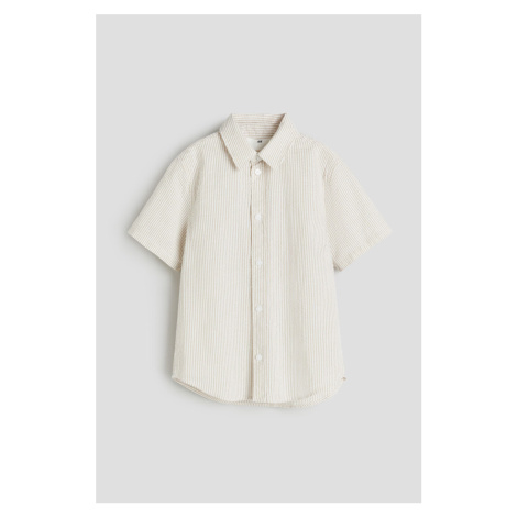 H & M - Bavlněná košile's krátkým rukávem - béžová H&M