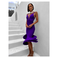 Tmavě fialové elegantní šaty CIRKES s výztuží