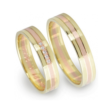 Snubní prsteny ze žlutého a červeného zlata 1101+ DÁREK ZDARMA
