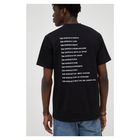 Bavlněné tričko The Kooples černá barva, s potiskem, HTSC18090K