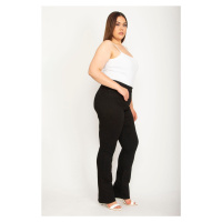 Şans Women's Plus Size Black Lycra 5 Pockets Jeans Trousers