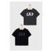 Dětské bavlněné tričko GAP 2-pack černá barva, s potiskem
