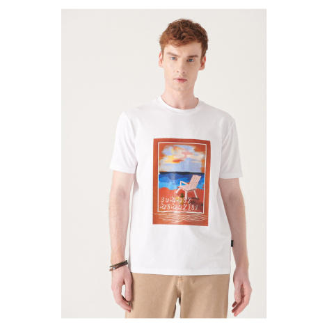 Avva Men's White Slogan Printed Cotton T-shirt