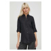 Lněná košile Lauren Ralph Lauren černá barva, regular, s klasickým límcem