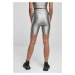 Ladies Highwaist Shiny Metallic Cycle Shorts - darksilver