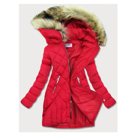 Červená prošívaná dámská zimní bunda (LF808) červená