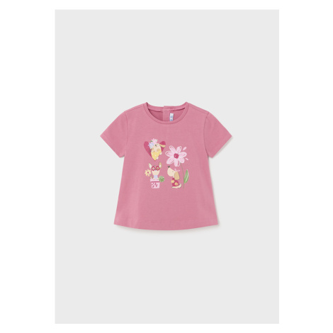 Tričko s krátkým rukávem KVĚTINKA středně růžové BABY Mayoral