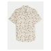 Krémová pánská vzorovaná košile Marks & Spencer