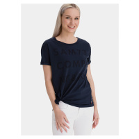 Tmavě modré dámské volné tričko s potiskem SAM 73