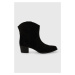 Semišové kovbojské boty Charles Footwear Viola dámské, černá barva, na podpatku, Viola.Western.B