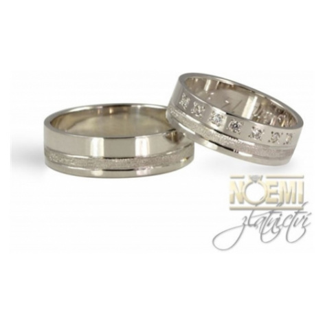 Snubní prsteny z bílého zlata 0096 + DÁREK ZDARMA