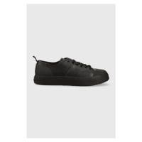 Kožené sneakers boty Calvin Klein LOW TOP LACE UP LTH černá barva, HM0HM01045