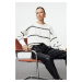 Trendyol Ecru Openwork/Hole Striped Knitwear Sweater