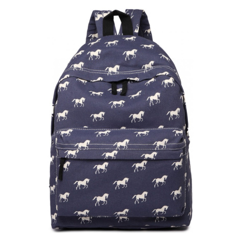 Konofactory Modrý  vzorovaný batoh do školy „Horses“