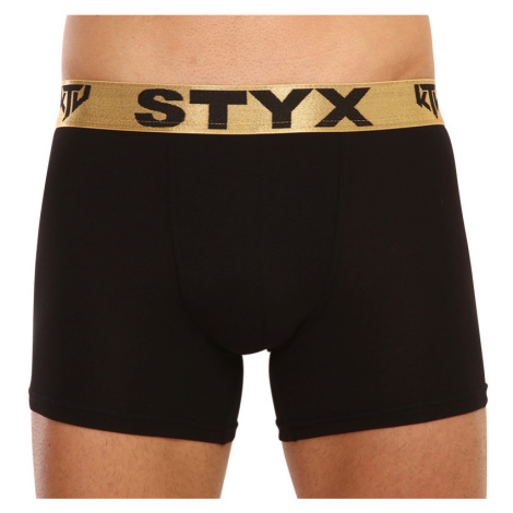 Pánské boxerky Styx / KTV long sportovní guma černé - zlatá guma (UTZ960)