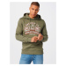 JACK & JONES Mikina khaki / rezavě červená / bílá