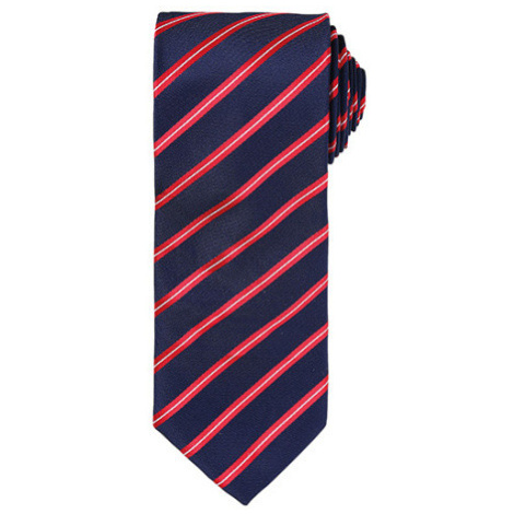 Premier Workwear Sportovní pruhovaná kravata PR784 Navy -ca. Pantone 533C