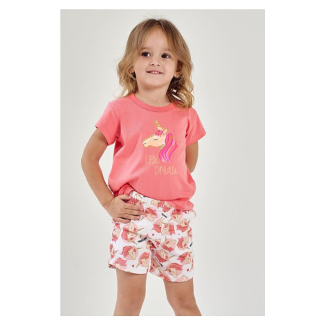 Letní dívčí pyžamo Mila růžové s jednorožcem Taro