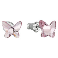 Náušnice bižuterie se Swarovski krystaly růžový motýl 51048.3 light rose