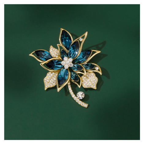 Éternelle Luxusní brož Swarovski Elements Nuria - květina B7173-LXT0274 Modrá