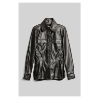 Košile karl lagerfeld faux leather karl shirt černá