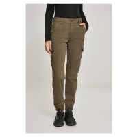 Ladies High Waist Cargo Pants - olive