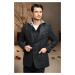 K7540 DEWBERRY MEN'S COAT-LIGHT PATTERNED ANTHRACITE