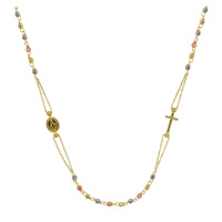 Evolution Group Zlatý 14 karátový náhrdelník růženec s křížem a medailonkem s Pannou Marií RŽ08 