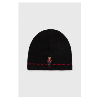 Vlněná čepice Polo Ralph Lauren černá barva, z tenké pleteniny, 455931401