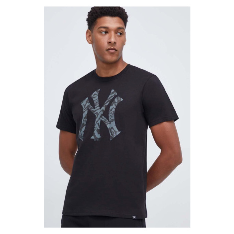 Bavlněné tričko 47brand MLB New York Yankees černá barva, s potiskem 47 Brand