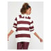 Koton Polo Neck Sweatshirt Oversize Striped Long Sleeve Fleece Inner