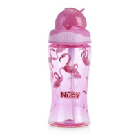 NUBY Hrnek netekoucí se sklápěcím brčkem 360 ml růžová