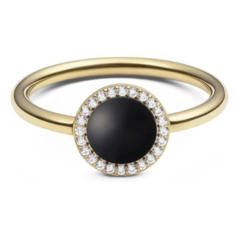 Daniel Wellington Luxusní prsten s černým achátem a krystaly Audrey DW0040139