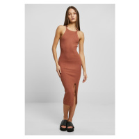 Dámské šaty // Urban Classics / Ladies Midi Rib Knit Crossed Back Dress terracot