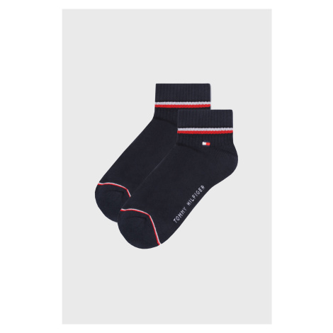 2 PACK modrých kotníkových ponožek Iconic 39-42 Tommy Hilfiger