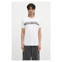 Bavlněné tričko Alpha Industries T 126505 92 bílá barva, s potiskem, 126505.92-white