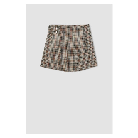 DEFACTO Girl's Checkered Pleated Twill Skirt