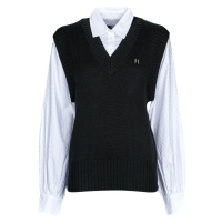 Karl Lagerfeld KNIT VEST W/ POPLIN SHIRT Černá