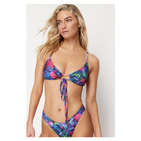 Trendyol Floral Pattern Bralette Cut Out/Windowed Bikini Top