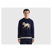 Benetton, Sweater With Horse Inlay