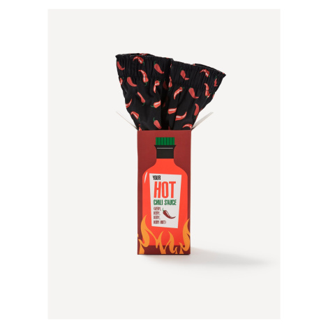 Černé pánské vzorované trenýrky v dárkovém balení Celio Hot chilli sauce