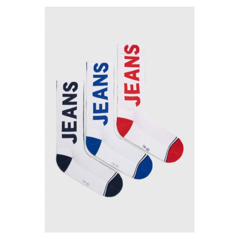 Ponožky Tommy Jeans 3-pack bílá barva Tommy Hilfiger