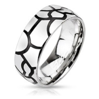 Ocelový prsten - imitace černých prasklin
