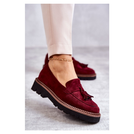 Women's Suede Shoes On The Platform Burgundy Unni Kesi