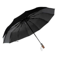 Malatec Skládací deštník, 105 cm, dřevěná rukojeť, černý